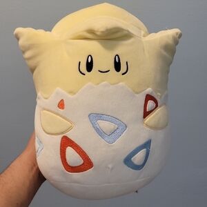 Squishmallows Yellow and White Togepi Plush with Red and Blue Accents